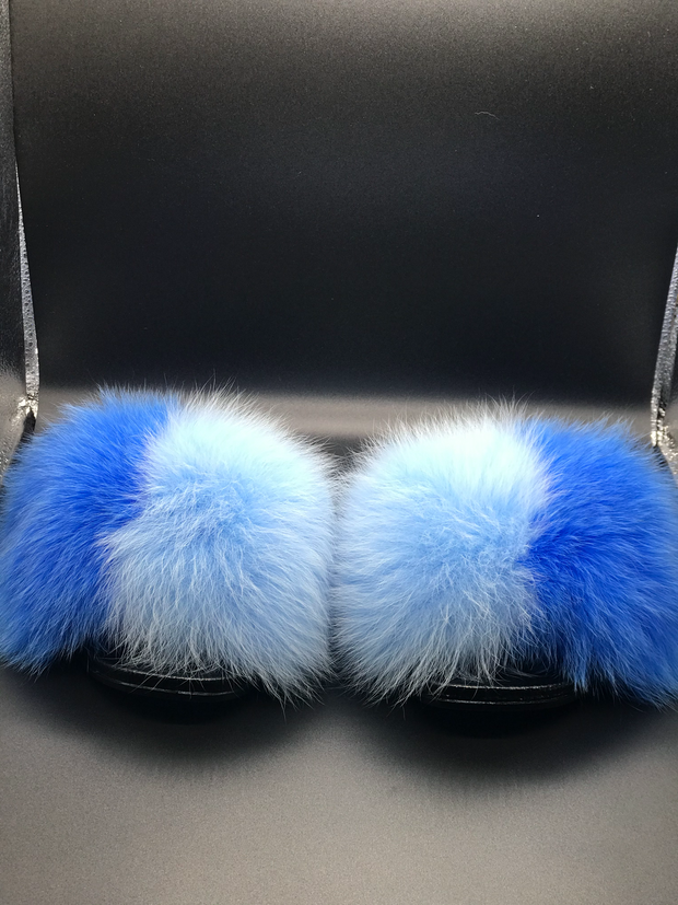 Blue Side-By-Side Fur Slides