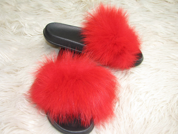 Cherry Bomb Fur Slides