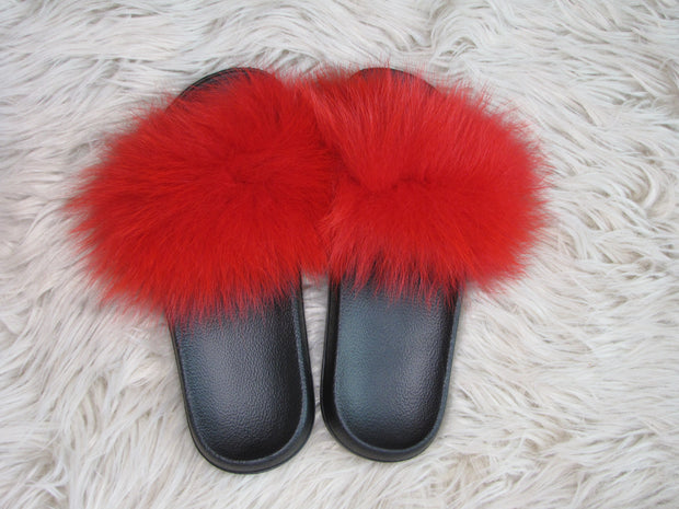 Cherry Bomb Fur Slides