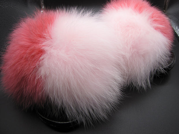 Pink Side-By-Side Fur Slides