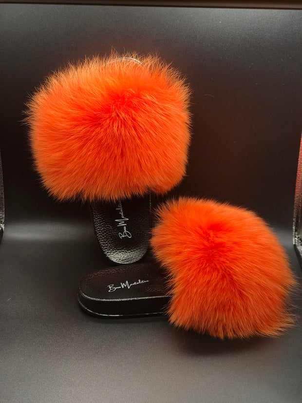 Pumpkin Spice Fur Slides