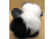 Side-By-Side Black Fur Slides