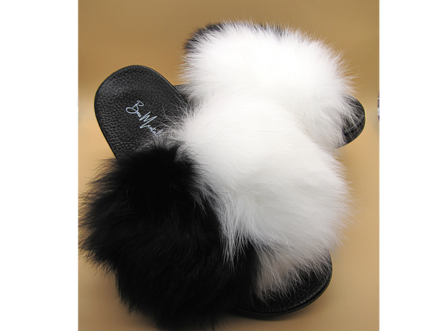 Side-By-Side Black Fur Slides