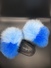 Blue Side-By-Side Fur Slides