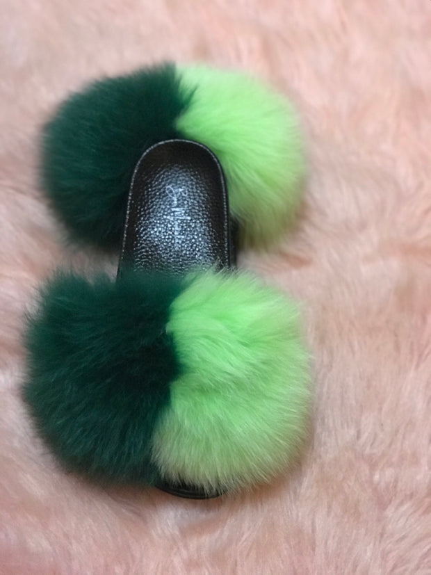 Green Side-By-Side Fur Slides