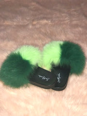 Green Side-By-Side Fur Slides