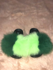 Green Side-By-Side Fur Slides